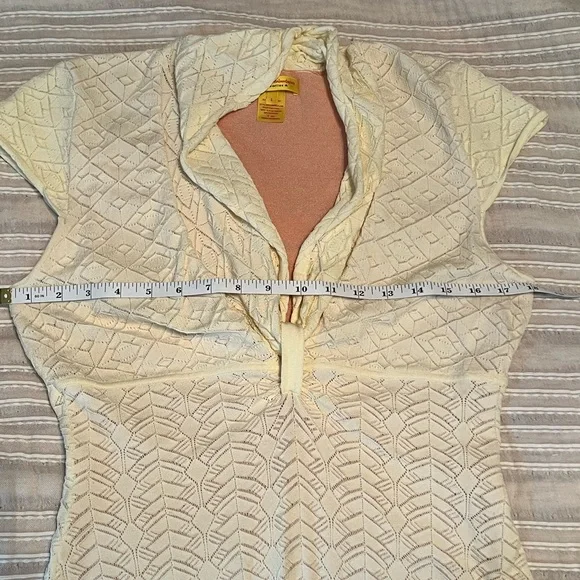 Catherine Malandrino Ivory Pointelle Knit Dress | L - Picture 10 of 11